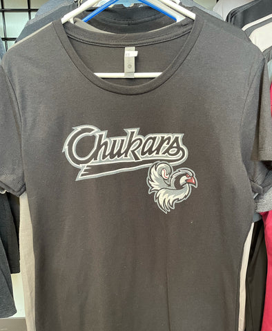 Chukars Adult Women's Black Name Logo T-Shirt